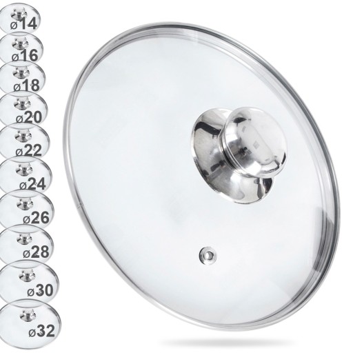 SKLENENÁ pokrievka, univerzálna pokrievka na hrnce, panvice, panvice, 22 cm