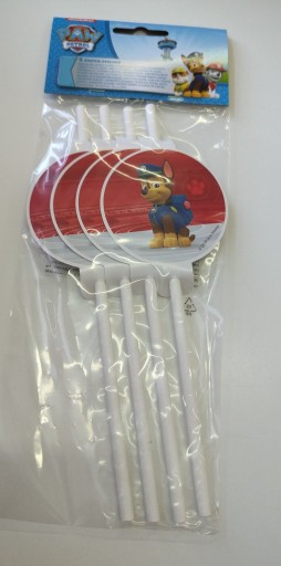 Papierové slamky s medailónom Paw Patrol 4 ks.