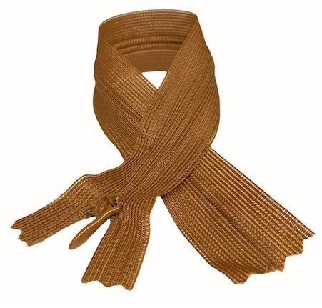 Pevný skrytý zips, zlatohnedá, 22 cm