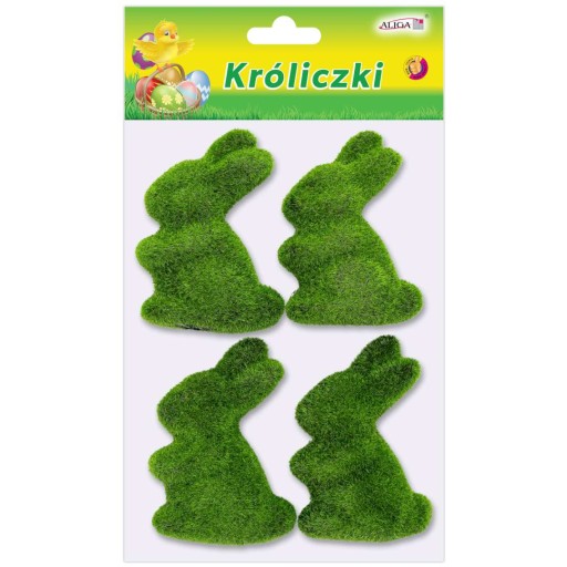 Veľkonočný ZAJÍČIK obrastený trávou Dekorácia ZAJÍCI flocked x4