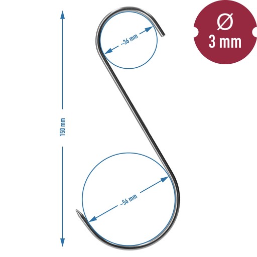 Údiarenské háky S veľké 15 cm ⌀3 10 ks