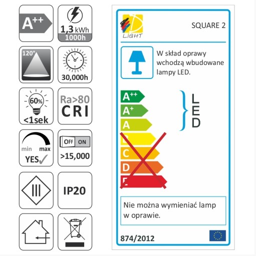 SQUARE MESH LED 1,5W SQUARE 2 STUDENÁ BIELA