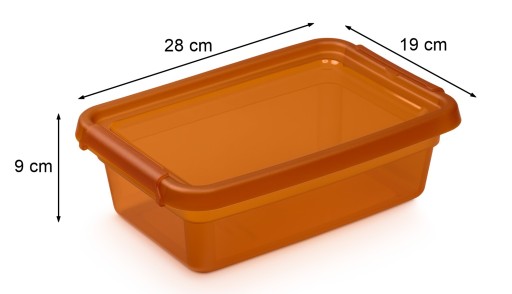 Plastová nádoba s vekom, oranžová, objem 3,0 l