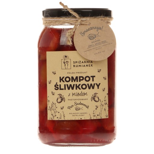 Slivkový kompót s medom 900 ml LOW-SLADKÉ Pan Sadownik