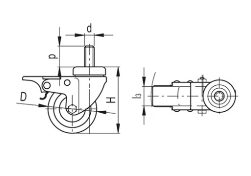 KOLESO Otočné KOLESÁ s brzdou, priemer 85mm, 60kg