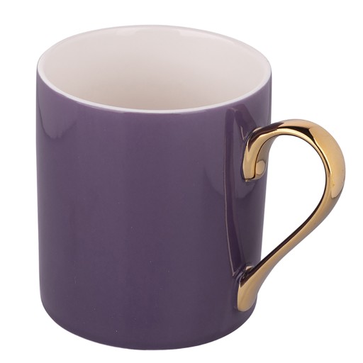 ELEGANTNÝ HRNČEK SO ZLATOU UCHÁČKOU, EXOTICKÁ FIALOVÁ