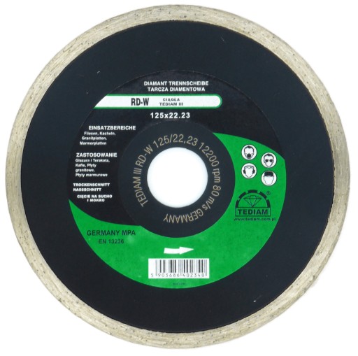 PRO DIAMANTOVÝ DISK 125x22,2mm NA REZANIE hrnčiarskych dlaždíc a terakotovej glazúry