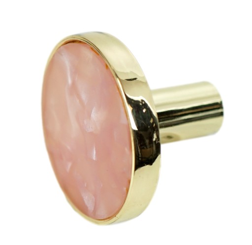 Moderný zlatý nábytkový gombík + ružová hmota 32 mm