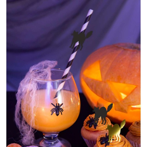 PRUHOVANÉ SLIMKY HALLOWEENSKÉ mačky ČIERNE kocúriky x6