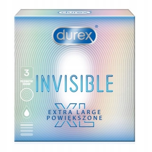 Durex Invisible kondómy, tenké, veľké, 3 ks, veľkosť XL