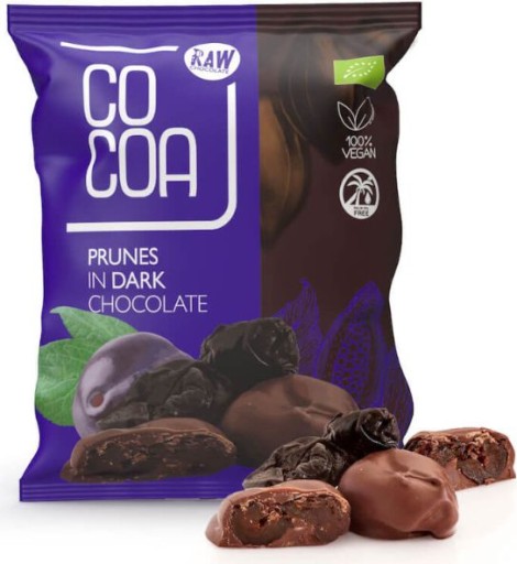 BIO Kalifornské slivky v tmavej raw čokoláde RAW VEGAN 70g Kakao