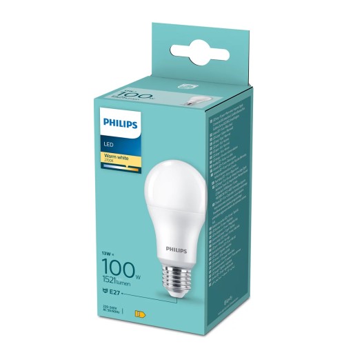 LED žiarovka PHILIPS E27 13W = 100W 2700K TEPLÁ BIELA 1521lm 180° A60