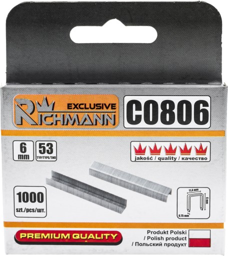 ZOŠÍVAČKY TYP 53 (530/A) 6mm 1000 ks RICHMANN