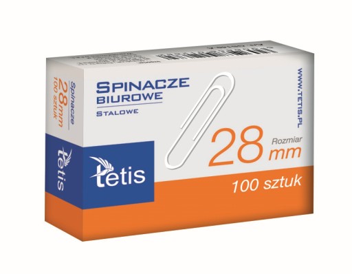 TETIS 28mm okrúhle sponky na papier, 100 kusov