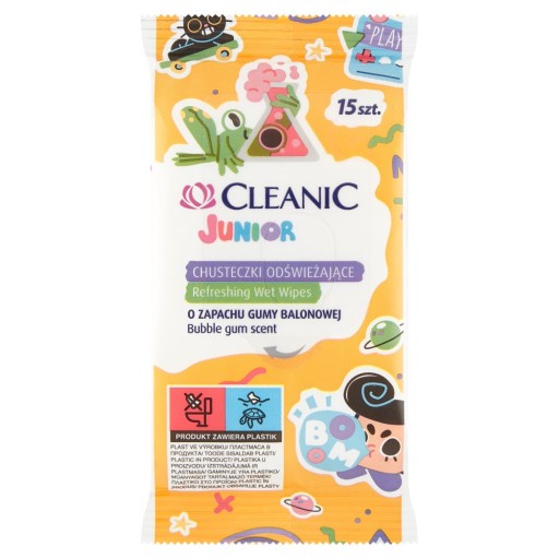 Cleanic Junior Osviežujúce obrúsky Bubble Gum 15 kusov