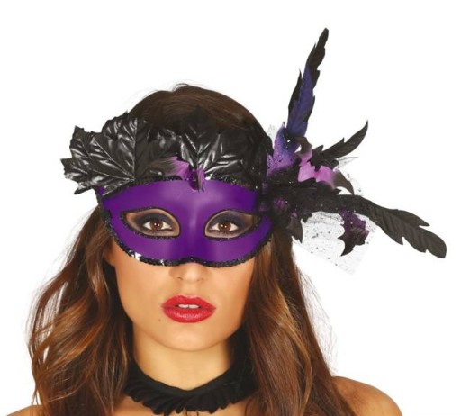 BENÁTKA MASKA PURPLE LEAVES BATS HALLOWEEN
