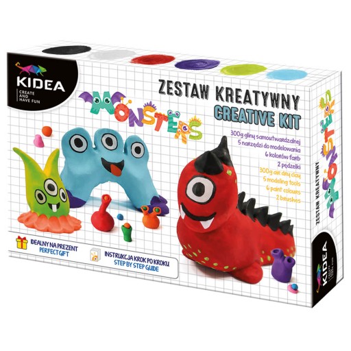 Kreatívna súprava so samotvrdnúcou hlinou, MINUTE, MONSTERS, KIDEA