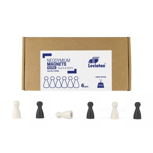Silné NEODYMOVÉ MAGNETY, drevené magnety na tabule, ČIERNO-BIELY, 6 ks