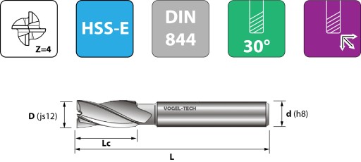 NFPa DIN844 rezačka Fi4mm 4 čepele HSS-Co KOBALT