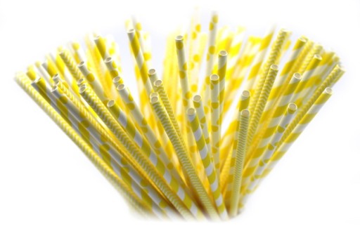 PAPIEROVÉ SLAMKY 205x6 mm EKO ŽLTÉ PRUHY 10 KS