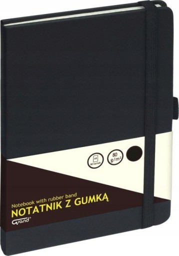 Zápisník A5 s gumičkou 80 strán GRID BLACK