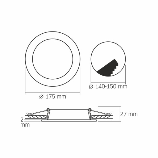 Videx LED vstavané svietidlo, biele, okrúhle, 12W, 900lm, 4000