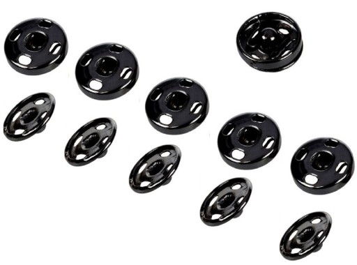 Prišité kovové patentky 10mm / 6 sád STRIEBORNÁ