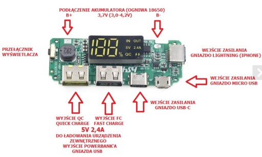 UNIVERZÁLNY modul pre nabíjanie Li-Ion 18650 článkov POWERBANK