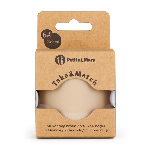 PETITE&MARS Silikónový pohár Take&Match Desert Sand Beige 6m+ 200ml