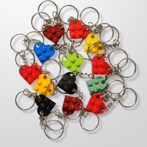 KĽÚČENKA z LEGO kociek Srdce Keychain Darček 2 ks ku Dňu žien