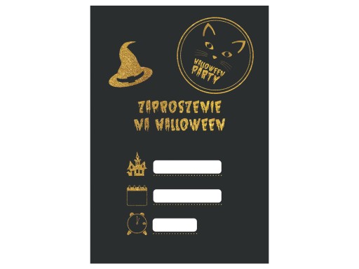 Halloweenske pozvánky Čarodejnica a mačka 6 ks
