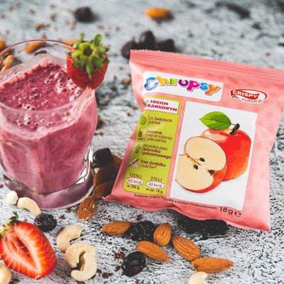CRISPY NATURAL Sušené lupienky Letné jablká Voňavý jahodový krém 18g
