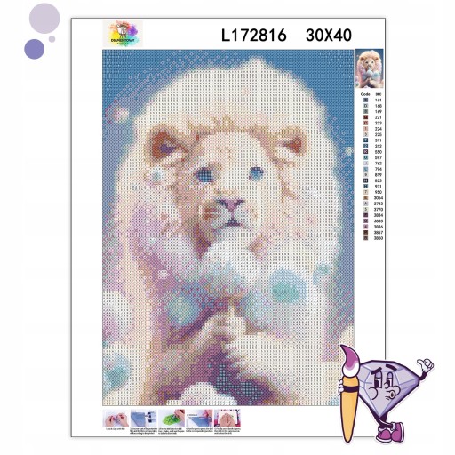 DIAMANTOVÁ VÝŠIVKA Diamantová maľba mozaika Diamantový set pre deti Lion