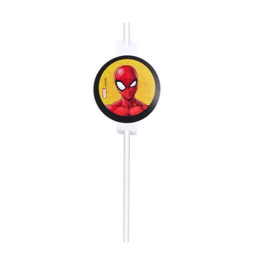 Papierové tuby (slamky) s medailónom Spiderman, 4 ks.