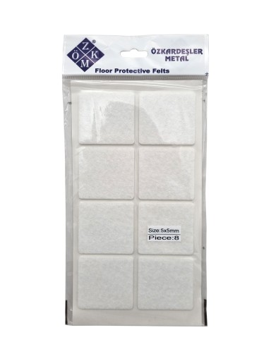 Plstené podložky na biele stoličky 5 x 5 cm - 8 ks.