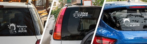 Nálepky na auto - dieťa v aute MENO