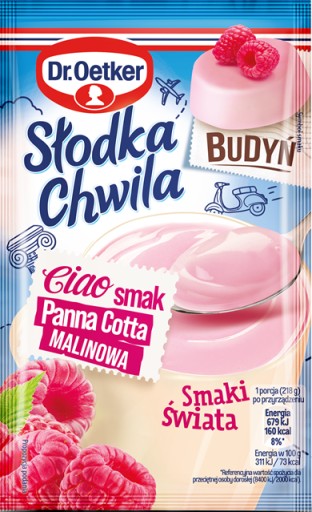 DR. Oetker Słodka Chwila Puding s príchuťou malina panna cotta 2 x 43 g