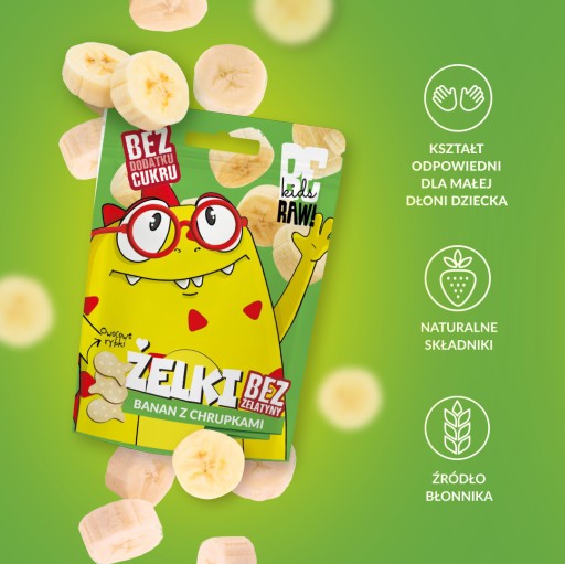 BERAW! DETSKÉ BANÁNOVÉ želé s chrumkami, ovocná ryba, 35g