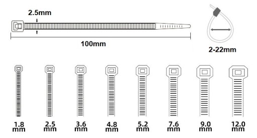 KABELOVÉ VIAZAČKY ČIERNA 100x2,5mm 100 ks