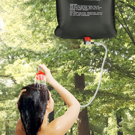 SLNEČNÁ TURISTICKÁ KAMPAŇOVÁ POĽNÁ SPRCHA 20L PRENOSNÁ ČIERNA