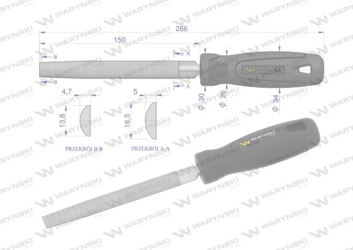 Polkruhový pilník 150 mm Waryński