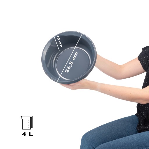 PLASTOVÁ MISKA 4L NA PRANIE, TMAVÁ ŠEDÁ