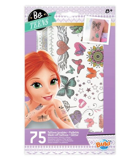 Buki Be Teens umývateľné GLITTER tetovanie 75 ks