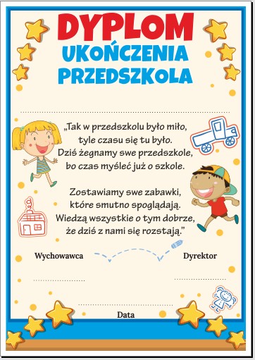 Diplom o ukončení materskej školy - koniec roka