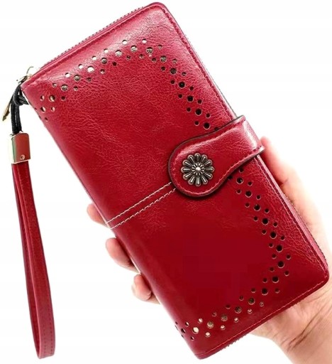 Veľká, prelamovaná kožená peňaženka Boho Retro priehradka