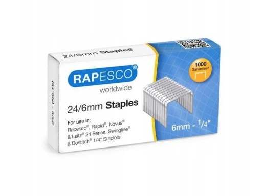 Kancelárske sponky Rapesco 24/6 pozinkované 1000 kusov S24607Z3