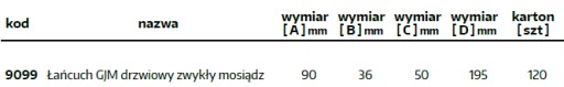 GJM REŤAZ DVERÍ BEŽNÁ MOSADZ