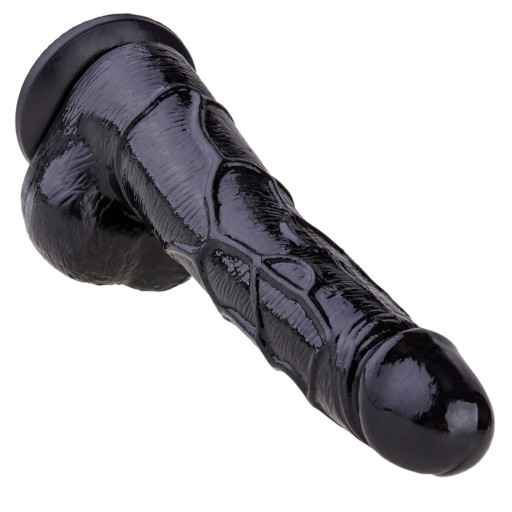 BLACK DILDO Gélový penis so semenníkmi XL DONG JBL