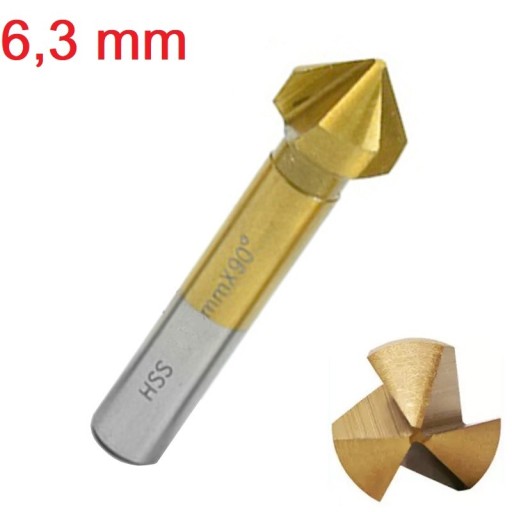 Záhlbová fréza, HSS fazeta, 6,3 mm, 90 stupňov