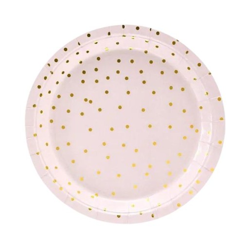 Papierové narodeninové taniere Ročné narodeninové bodky z ružového zlata 18cm x6